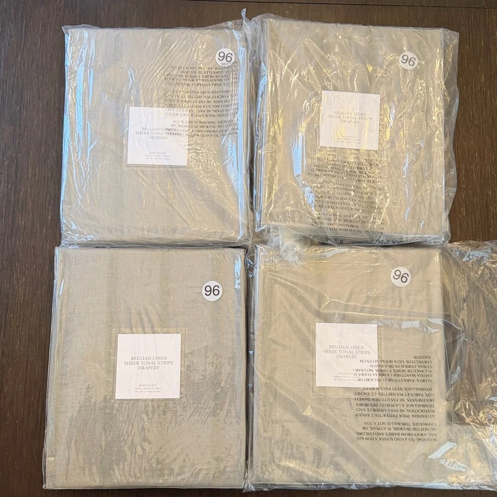 RH x4 Belgian Linen Tonal Stripe Drapery Panel 49x96